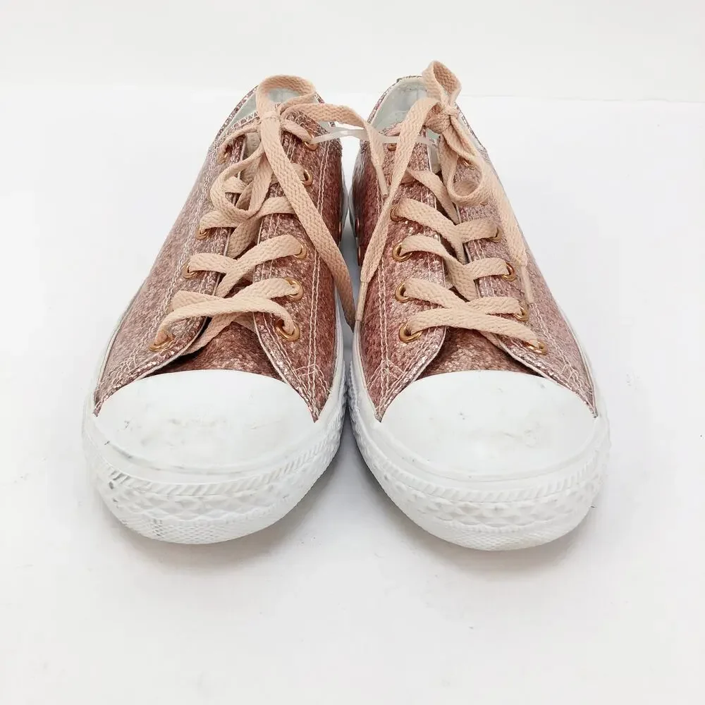 Converse Girls All Star Chuck Taylor Sneaker Sz 5 Dust Pink Glitter Low Top